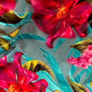 Tissu velours stretch floral burnout par mètre, 60&quot; de large, costume, tenues de danse, décoration
