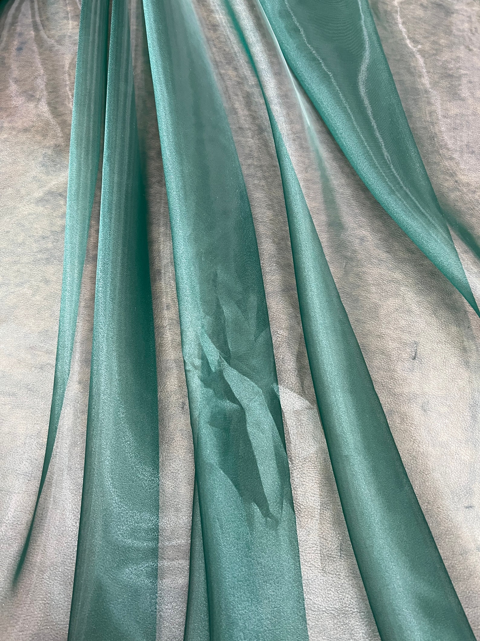 Hunter Green Silk Organza Fabric