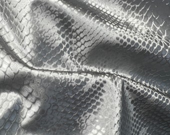 Silver Snake Skin Pattern on Stretch Polyurethane Coated Polyester Spandex Fabric By The Yard, 60'' Wide, Decoration, Backdrop