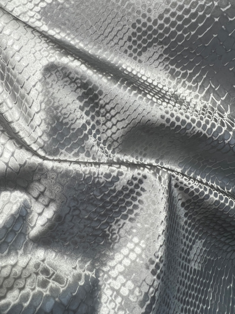 Sliver Snake Skin Pattern Silver Snake Skin Pattern on Stretch Polyurethane Coated Polyester ...