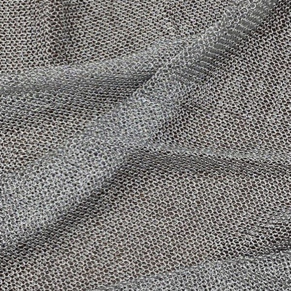 Stretch Metallic Silver Mesh Chainmail Fabric, 60" Wide, Sheer, 2-Way Stretch, Club Wear, Dance Wear, Costume