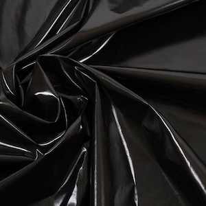 Shiny Black Four Way Stretch Vinyl Latex Fabric By The Yard, 60&quot; Wide, DIY, Crafts, Club Wear, Costumes, Cosplay