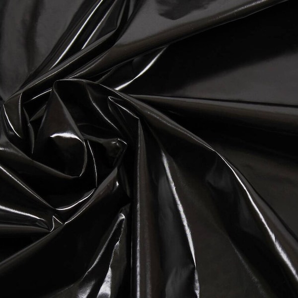 Shiny Black Four Way Stretch Vinyl Latex Fabric By The Yard, 60" Wide, DIY, Crafts, Club Wear, Costumes, Cosplay