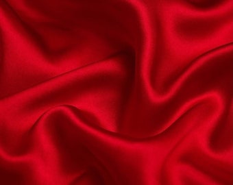 Red Silky Stretch Charmeuse Satin, Soft Silky Fabric by the Yard, 60" Wide, Red Stretch Satin, Drapes, Decoration, Backdrop, Lining
