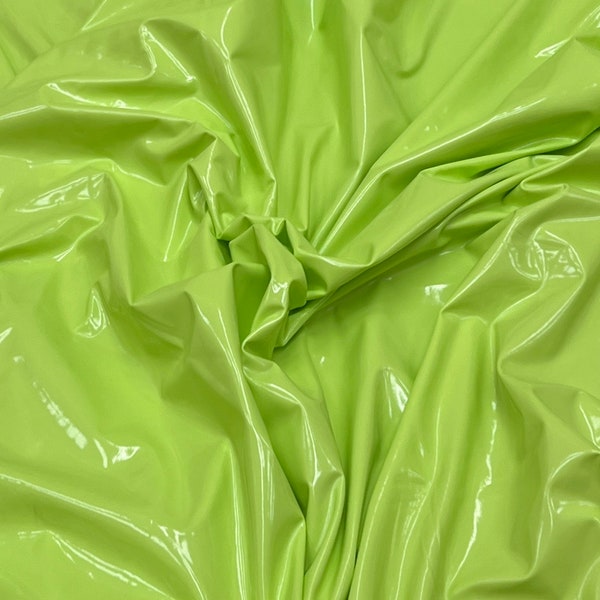 Shiny Lime Green 2-Way Stretch Vinyl Latex Fabric By The Yard, 60" Wide, DIY, Crafts, Club Wear, Costumes, Cos Play