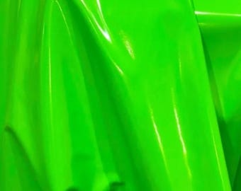 Glänzender neongrüner 4-Wege-Stretch-Vinyl-Latex Stoff Meterware, 60"Breit, DIY, Crafts, Club Wear, Kostüme, Cosplay
