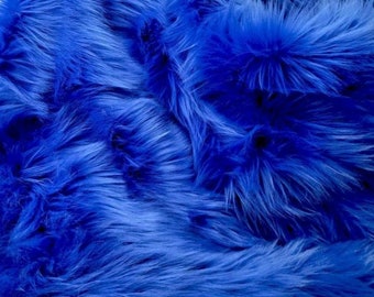 Royal Blue Luxury Shag Faux Fur Fabric By The Yard 60" Wide, Shaggy, Long Pile, DIY Craft Supply, Hobby, Costume, Decoration