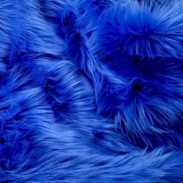 Royal Blue Luxury Shag Faux Fur Fabric By The Yard 60" Wide, Shaggy, Long Pile, DIY Craft Supply, Hobby, Costume, Decoration