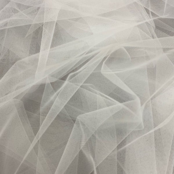 Solid White Two Way Stretch Nylon English Net Fabric by The Yard, 60'' Wide, Bridal, Decoration, DIY