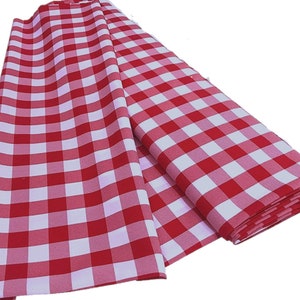 Fuchsia & White, 60&quot; Wide 100% Polyester Poplin Gingham Checkered Plaid Fabric
