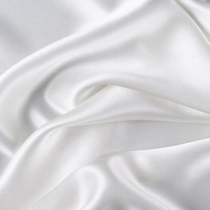 White Silky Stretch Charmeuse Satin, Soft Silky Fabric by the Yard, 60&quot; Wide, White Stretch Satin, Bridal, Drapes, Decoration, Lining