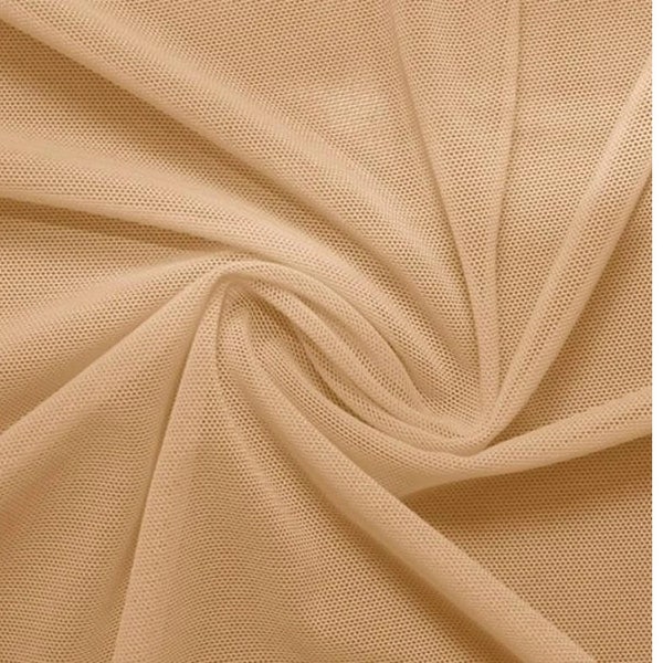 New Light Nude Skin Tone Four Way Stretch Nylon Power Mesh Fabric by The Yard, 60'' Wide