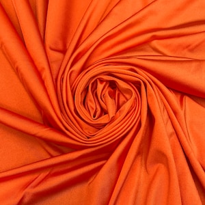 Solid Shiny Orange Four Way Stretch Nylon Spandex Fabric By The Yard, 60&#39;&#39; Wide, Activewear, Stretch Knit