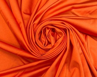 Solid Shiny Orange Four Way Stretch Nylon Spandex Fabric By The Yard, 60'' Wide, Activewear, Stretch Knit
