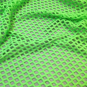 Neon Green Two Way Stretch Big Hole Fishnet Diamond Mesh Fabric By The Yard, 60" Wide