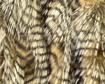 Brown Fancy Feather Porcupine Faux Fur Apparel Upholstery Fabric, 60" Wide, Shaggy, Long Pile, DIY Craft Supply, Hobby, Costume, Decoration