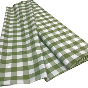 Avocado & White, 60&quot; Wide 100% Polyester Poplin Gingham Checkered Plaid Fabric