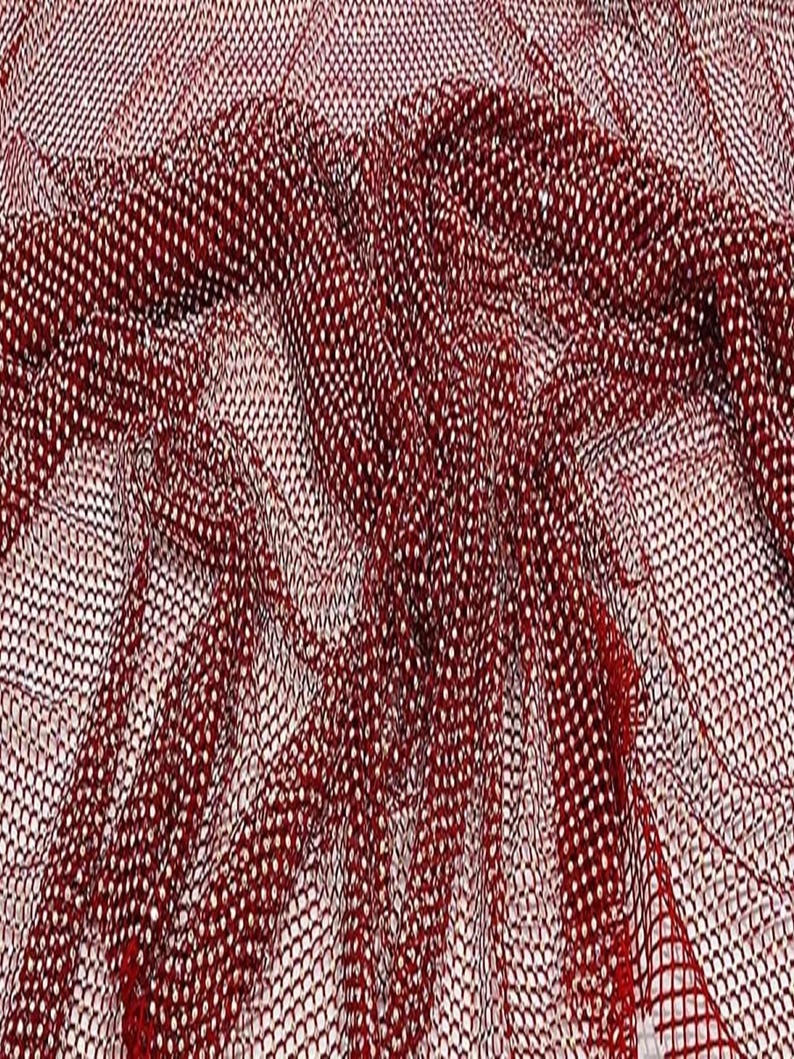 Four Way Stretch Sheer Burgundy Mesh Fabric With AB Rhinestone Crystals ...