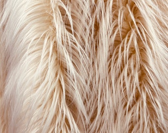 Latte Luxury Shag Faux Fur Fabric By The Yard 60" Wide, Shaggy, Long Pile, DIY Craft Supply, Hobby, Costume, Decoration