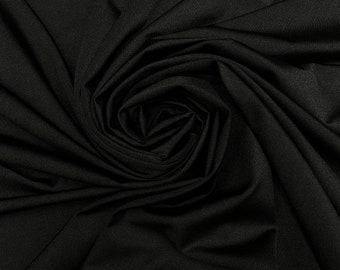 Solid Shiny Black Four Way Stretch Nylon Spandex Fabric By The Yard, 60'' Wide, Activewear, Stretch Knit