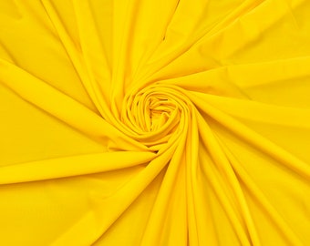 Solid Matte Yellow Four Way Stretch Nylon Spandex Fabric By The Yard, 60'' Wide, Activewear, Stretch Knit