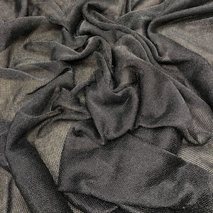 Stretch Metallic Schwarz Mesh Kettenhemd Stoff, 60 &quot;Breit, durchsichtig, 2-Wege Stretch, Club Wear, Dance Wear, Kostüm, Cosplay