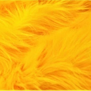 Yellow Luxury Shag Faux Fur Fabric By The Yard 60 Wide, Shaggy, Long Pile, DIY Craft Supply, Hobby, Costume, Decoration image 3