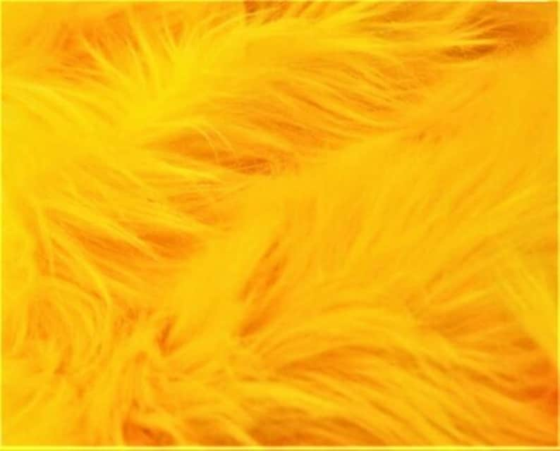 Yellow Luxury Shag Faux Fur Fabric By The Yard 60 Wide, Shaggy, Long Pile, DIY Craft Supply, Hobby, Costume, Decoration image 3