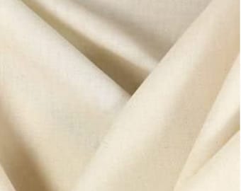 100% Cotton Natural Muslin Fabric - Unbleached - 60" Wide, Sold by The Yard and Bolt - For Quilting, Embroidery, Backdrops, Drapes, Apparel