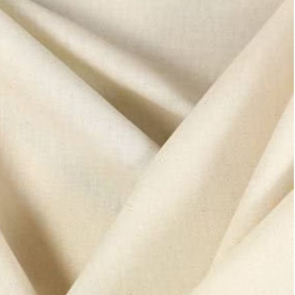 100% Cotton Natural Muslin Fabric - Unbleached - 60" Wide, Sold by The Yard and Bolt - For Quilting, Embroidery, Backdrops, Drapes, Apparel