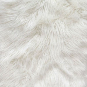 White Luxury Shag Faux Fur Fabric By The Yard 60&quot; Wide, Shaggy, Long Pile, DIY Craft Supply, Hobby, Costume, Decoration
