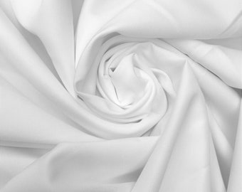 White Polyester Poplin Fabric by The Yard, 60" Wide, Tablecloths, Backdrop, Overlays, Decorations, Drapes, Napkins, Uniforms