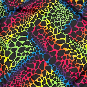 Multicolor Tie Dye Animal Print on Four Way Stretch Nylon Spandex Fabric By The Yard, 60&#39;&#39; Wide