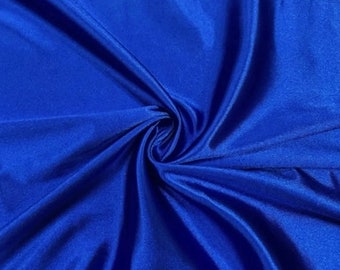 Solid Shiny Royal Blue Two Way Stretch Polyester Spandex Super Satin Casino Fabric By The Yard, 60'' Wide, Stretch Knit