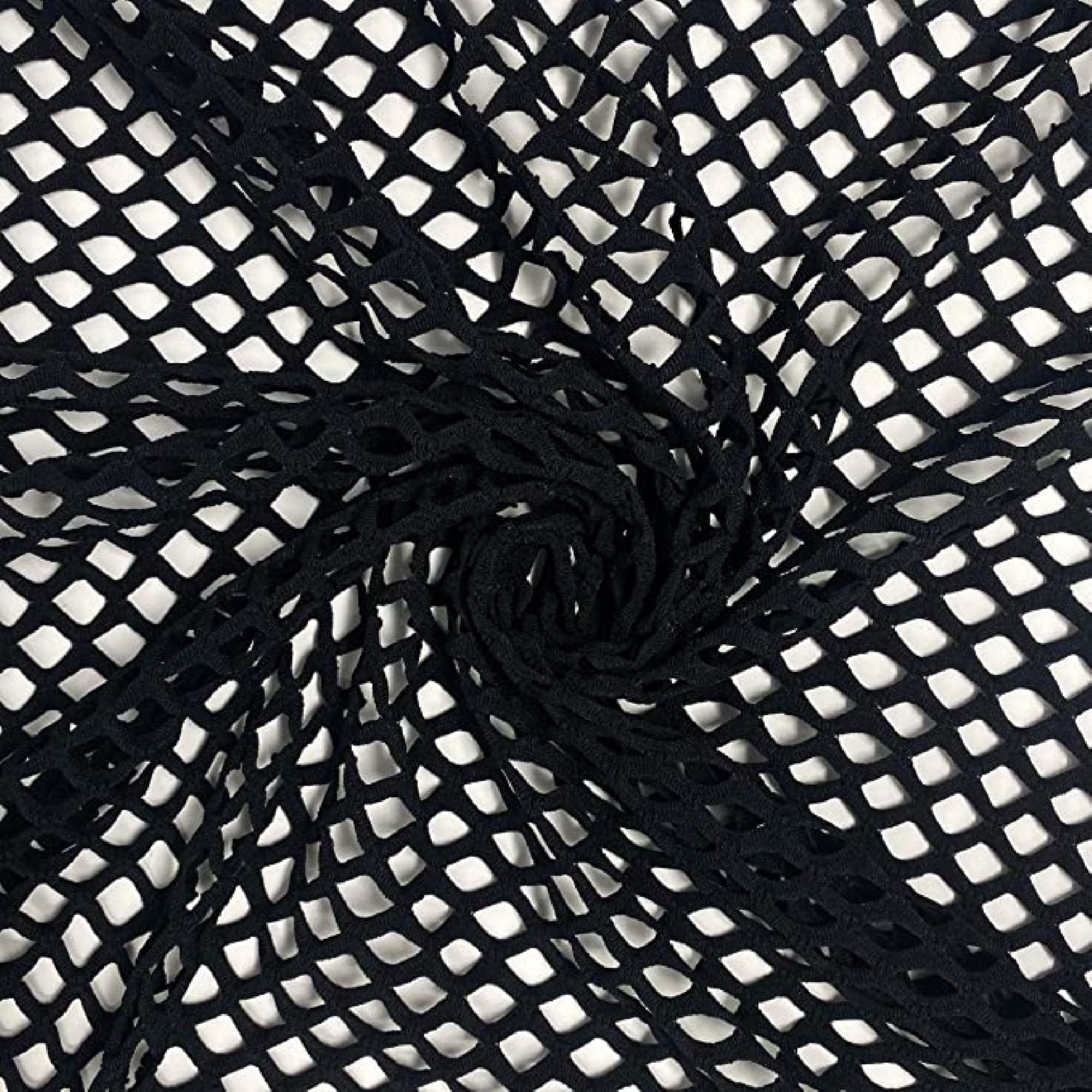 Black Two Way Stretch Big Hole Fishnet Mesh Fabric by the Yard, 60