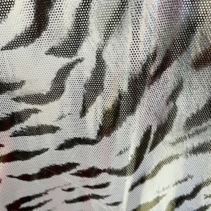 Metallic Foil Two Way Stretch Polyester Jersey Tiger Animal Print , 60&#39;&#39; Wide