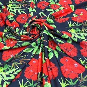 Floral Print on Four Way Stretch Nylon Spandex Fabric By The Yard, 60&#39;&#39; Wide