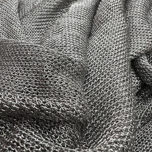 Titanium 60" Wide, Stretch Metallic Chainmail Fabric by the Yard, Sheer, 2-Way Stretch, for Club Wear, Dance Wear, Costume
