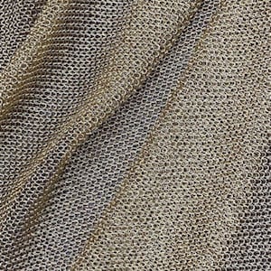 Stretch Metallic Gold Mesh Chainmail Fabric, 60&quot; Wide, Sheer, 2-Way Stretch, Club Wear, Dance Wear, Costume, Cosplay
