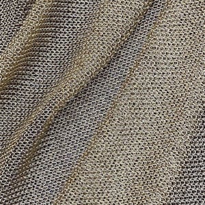 Stretch Metallic Gold Mesh Chainmail Fabric, 60" Wide, Sheer, 2-Way Stretch, Club Wear, Dance Wear, Costume