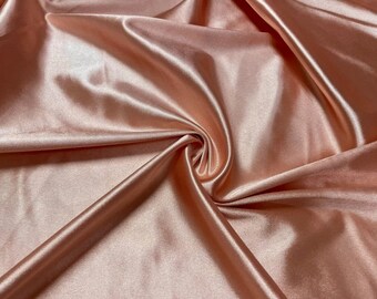 Solid Shiny Blush Two Way Stretch Polyester Spandex Super Satin Casino Fabric By The Yard, 60'' Wide, Stretch Knit