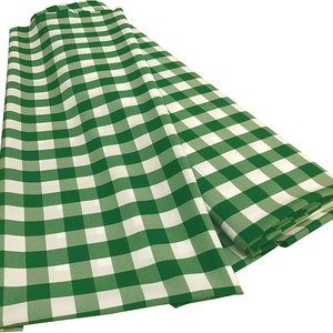 Hunter Green & White, 60&quot; Wide 100% Polyester Poplin Gingham Checkered Plaid Fabric