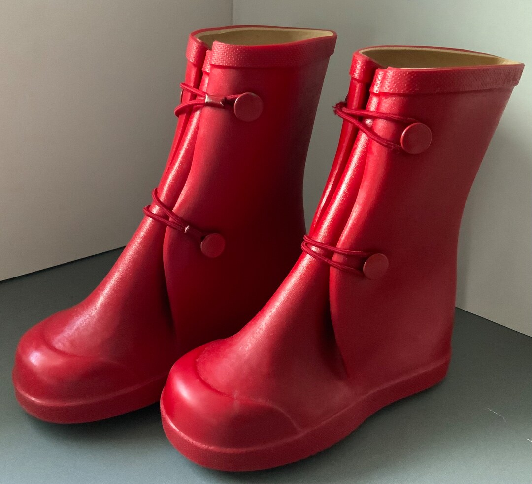 Vintage Childs Red Rain Boots Galoshes Rubber Made in USA Size Etsy