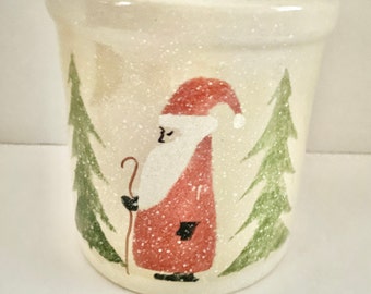 Vintage Robinson Ransbottom Keramik Weihnachtsmann High Jar 2 Quart Crock