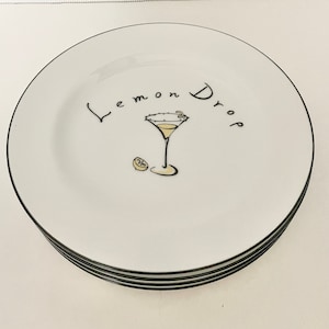 Pottery Barn Martini Vier verschiedene Cocktailteller in der Originalverpackung