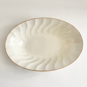 Vintage Hearthside Japan Sculptura Simplicity Stoneware 10&quot; ovale groenteschaal