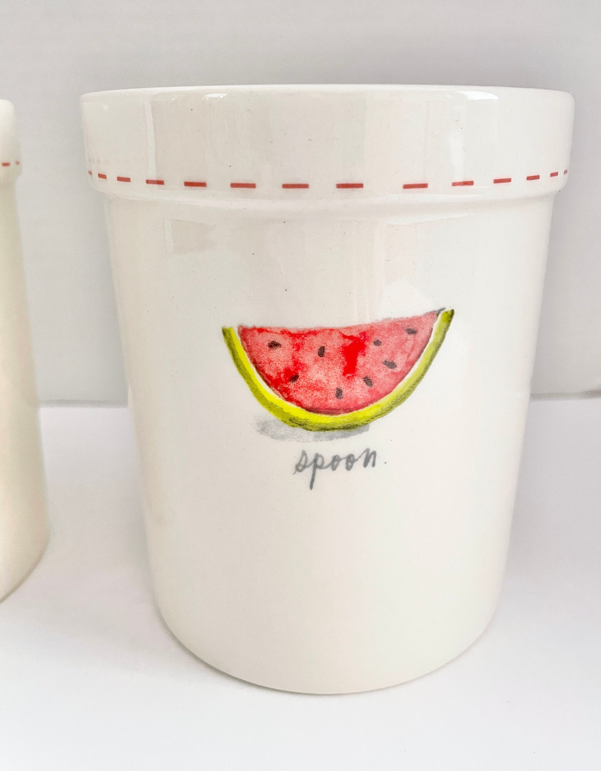 Rae Dunn Watermelon and Red Stitch Flatware Holders Set of 3 Etsy