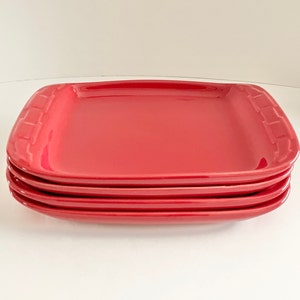 Longaberger Pottery Woven Traditions Tomato Red Appetizer Plates Set of 4