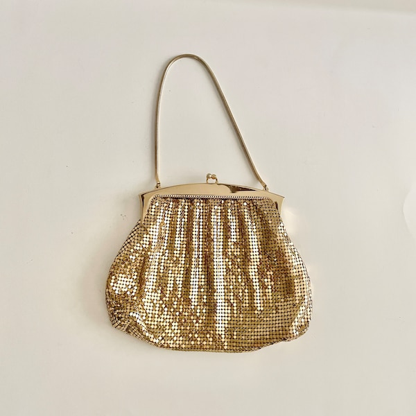 Vintage Whiting And Davis Gold Mesh Clutch With Strap