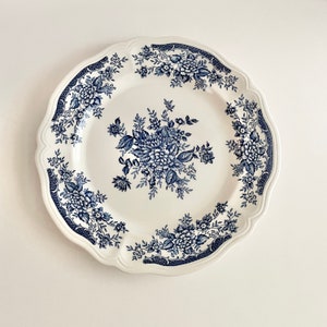 Plato redondo vintage Sears Blue Carnation Ironstone de 30 cm